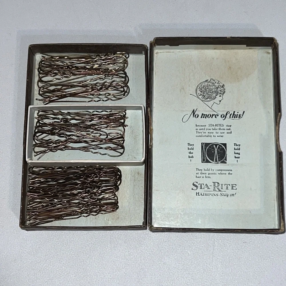 STA-RITE Vintage The Stay In Hair Pins Invisible Bronze